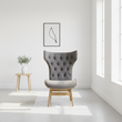 Vinsi Dark Grey Velvet Chair with Winged Back