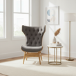 Vinsi Dark Grey Velvet Chair with Winged Back