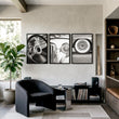 Vintage Car Poster Black & White Classic Auto Close-Up wall art displayed on a wall in a styled room — view 2