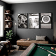 Vintage Car Poster Black & White Classic Auto Close-Up wall art displayed on a wall in a styled room — view 6