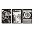 Vintage Posters Classic Car Detail Black & White Photography wall art in a black frame