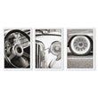 Vintage Posters Classic Car Detail Black & White Photography Wall Art Prints | Set of 3