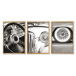Vintage Posters Classic Car Detail Black & White Photography Wall Art Prints | Set of 3