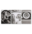 Vintage Posters Classic Car Detail Black & White Photography Wall Art Prints | Set of 3