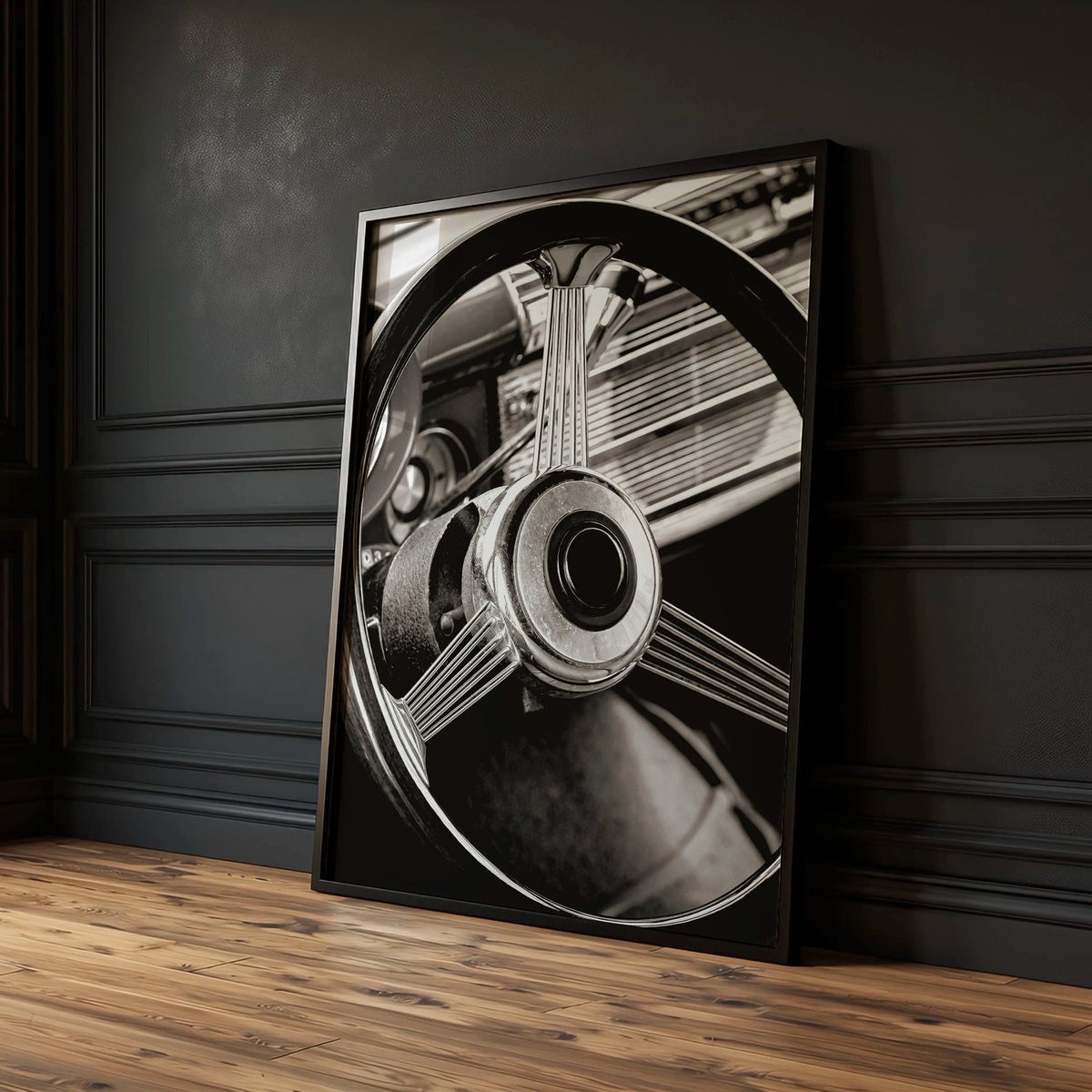 Vintage Posters Classic Car Detail Black & White Photography wall art — piece 1 of 3 in the set