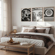 Vintage Posters Classic Car Detail Black & White Photography wall art displayed on a wall in a styled room — view 3
