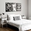Vintage Posters Classic Car Detail Black & White Photography wall art displayed on a wall in a styled room — view 7