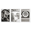 Vintage Posters Classic Car Detail Black & White Photography wall art in a white frame