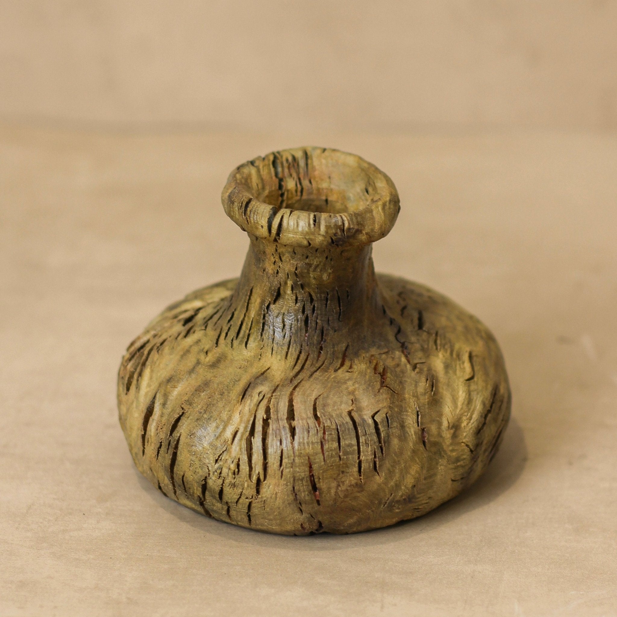 Vintage Small Wood Vase - No 2