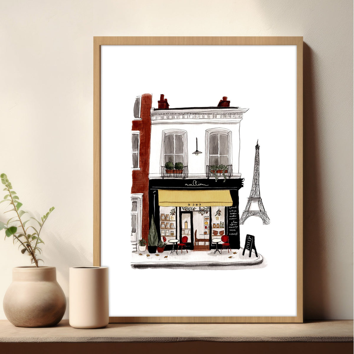 Vintage Travel Paris wall art | "Le Charme de l'Hiver Parisien" Parisian Café Street Scene — piece 1 of 3 in the set