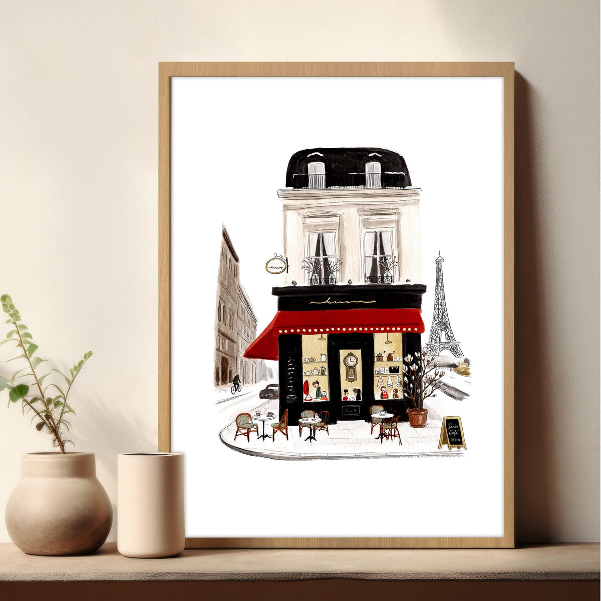 Vintage Travel Paris wall art | "Le Charme de l'Hiver Parisien" Parisian Café Street Scene — piece 3 of 3 in the set