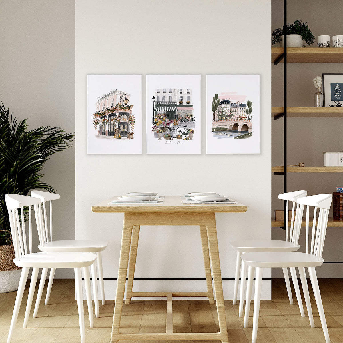 Vintage Travel Poster "London in Bloom" British City Scenes wall art displayed on a wall in a styled room — view 5