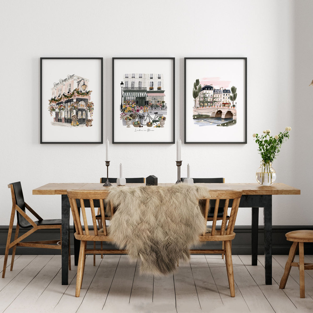 Vintage Travel Poster "London in Bloom" British City Scenes wall art displayed on a wall in a styled room — view 6