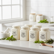 Vintage Home Set Of Six Cream Spice Jars