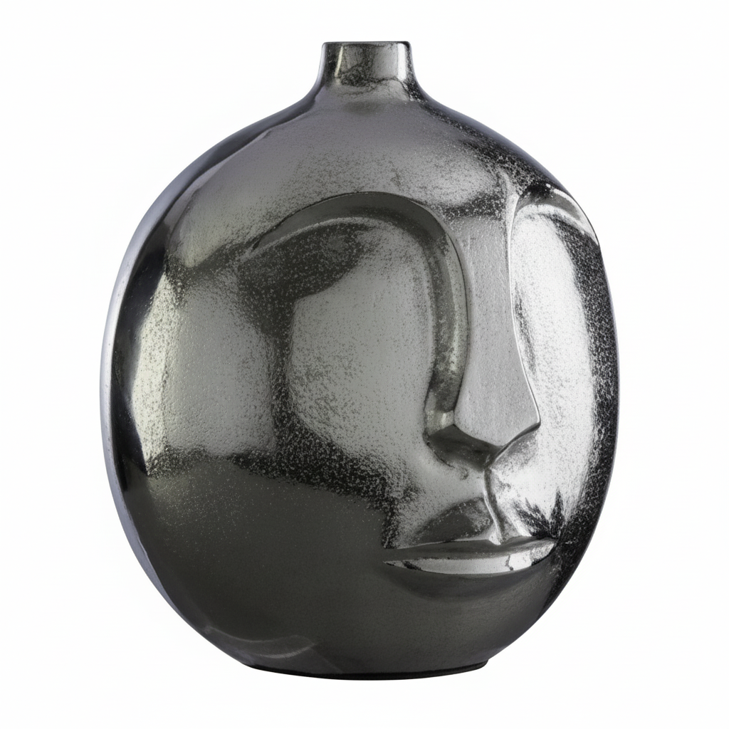 Viso Large Silver Finish Round Vase