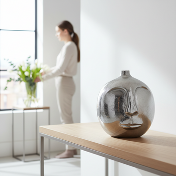 Viso Large Silver Finish Round Vase