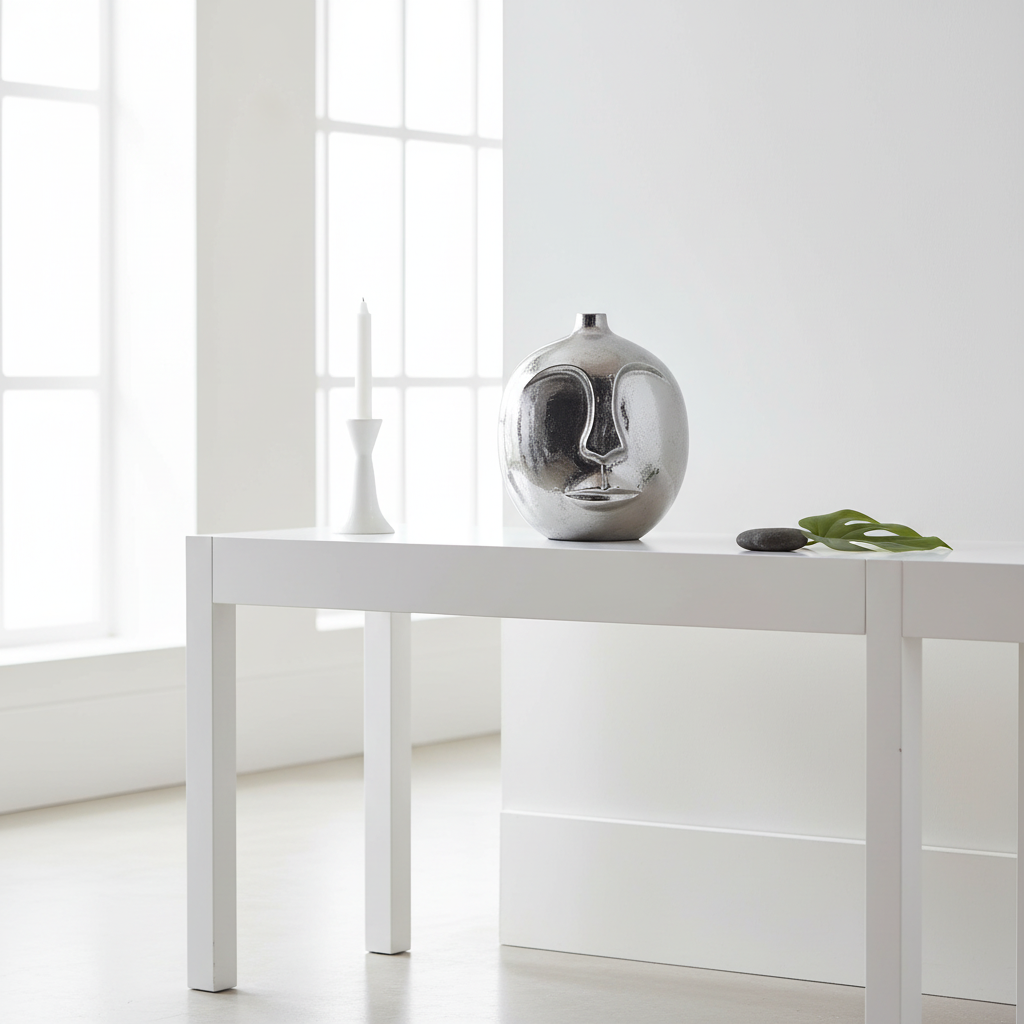 Viso Large Silver Finish Round Vase