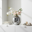 Viso Large Silver Finish Round Vase