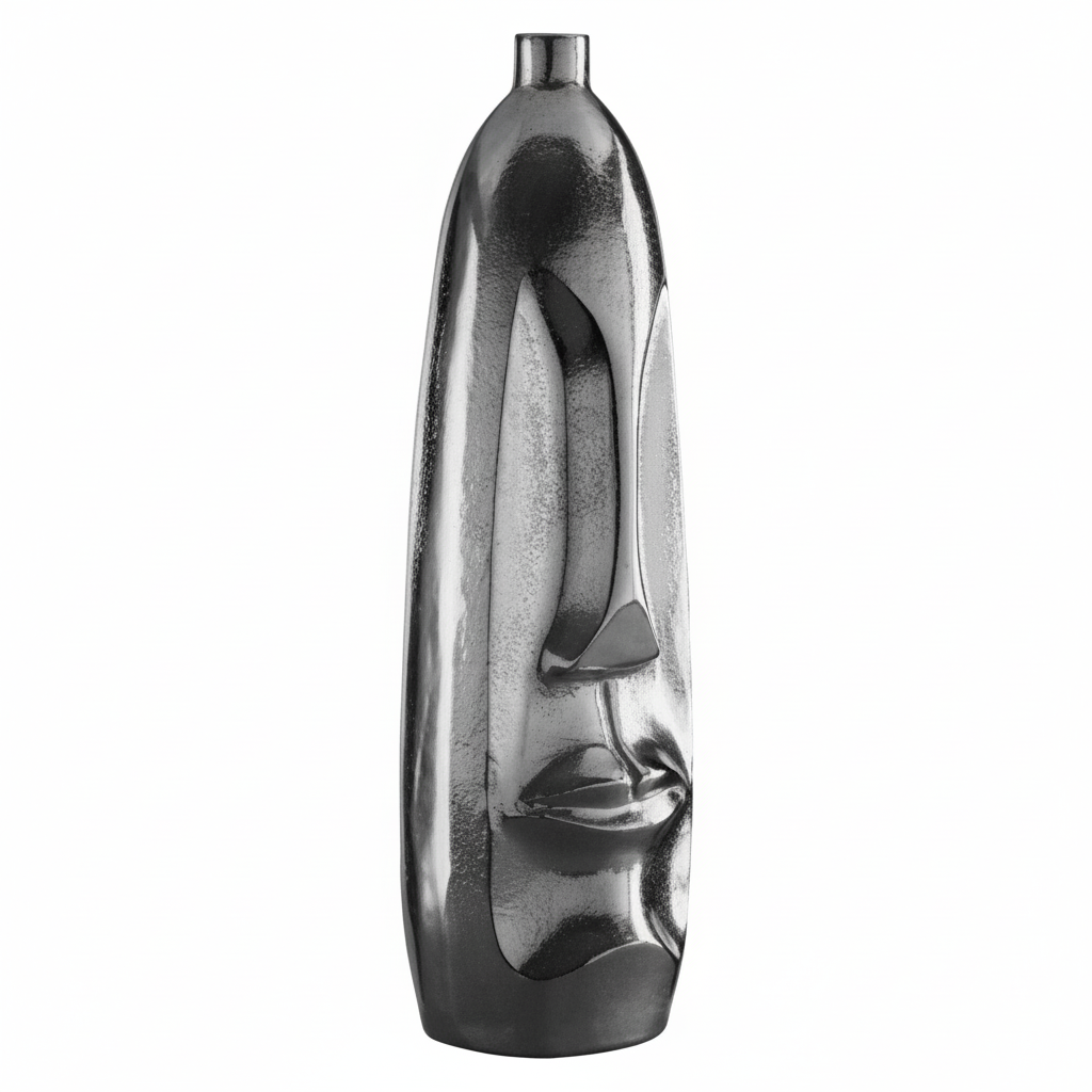 Viso Silver Finish Large Tall Vase