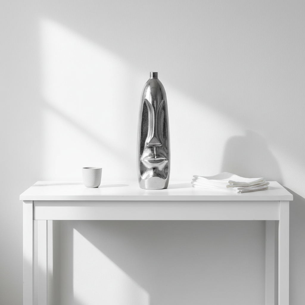 Viso Silver Finish Large Tall Vase