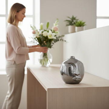 Viso Small Silver Finish Round Vase