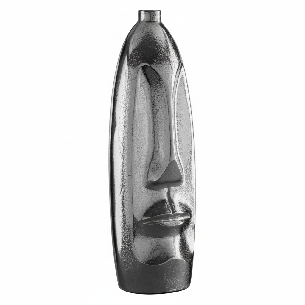 Viso Small Silver Finish Tall Vase