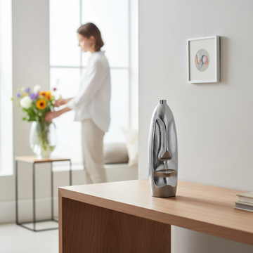 Viso Small Silver Finish Tall Vase