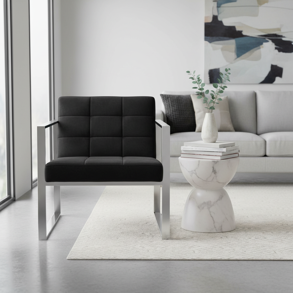 Vogue Black Velvet Lounge Chair