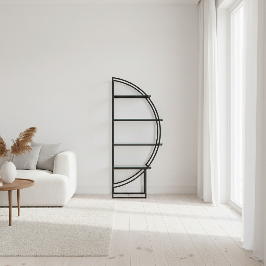Vogue Right Half Moon Black Shelf Unit