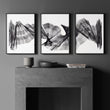 Wall Abstract Painting Charcoal Flowing Waves Minimalist Art wall art displayed on a wall in a styled room — view 3