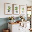 Wall Accessories for Kitchen Watercolour Lemon Tree Blue Pot French Country Art wall art displayed on a wall in a styled room