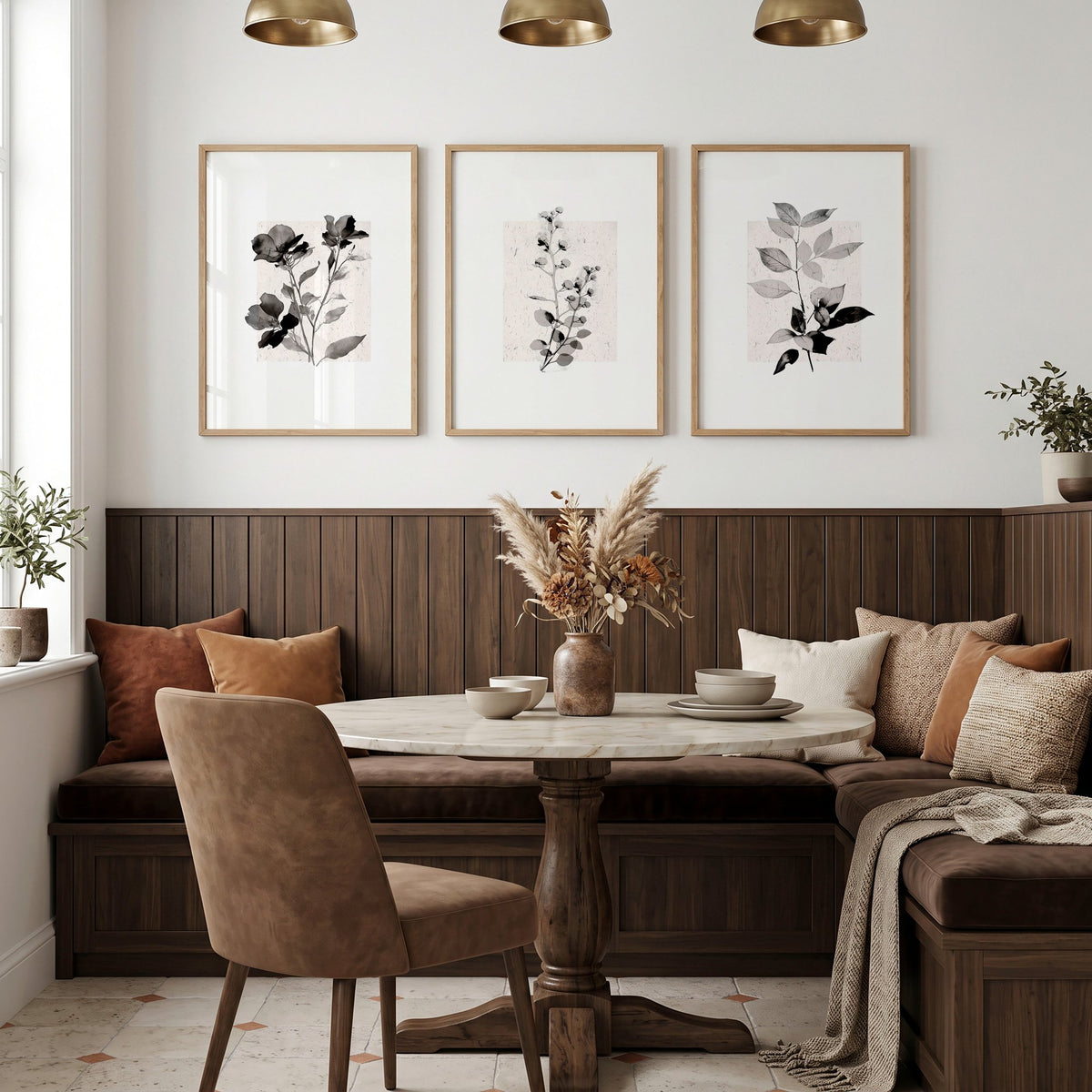 Wall Art Canvas Grey French Country Botanical Floral wall art displayed on a wall in a styled room — view 3