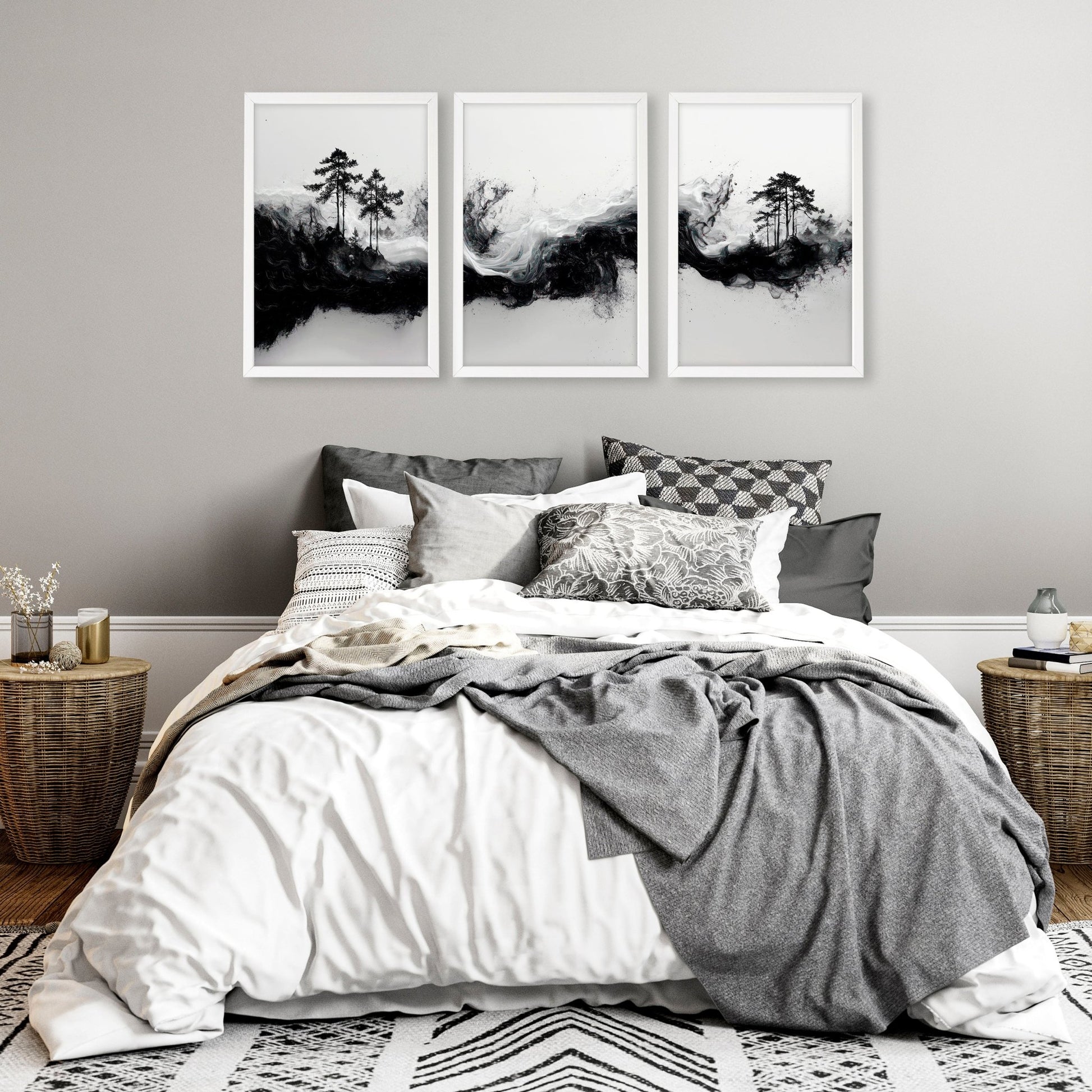 Wall Art Canvas Prints | Set of 3 Asian Inspired Wall art Prints