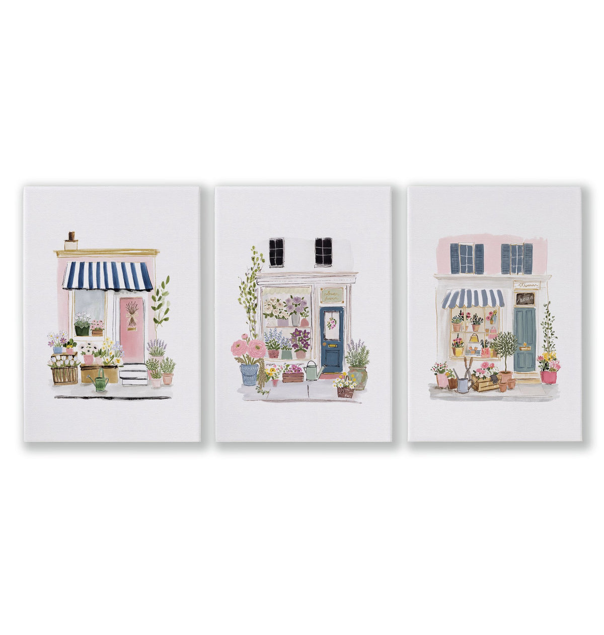 Wall Art Flowers Cottage Flower Shop Watercolour wall art as a wrapped canvas