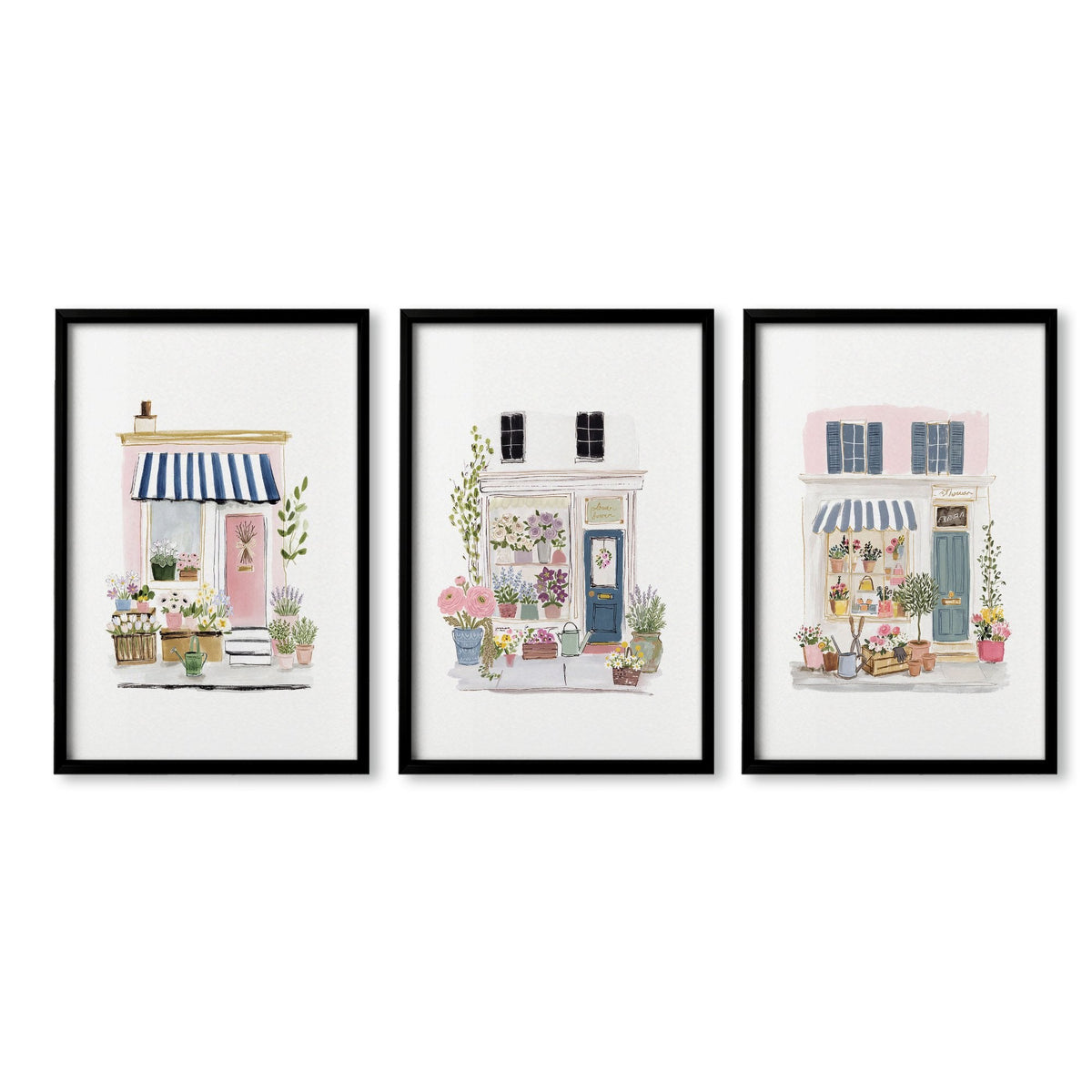 Wall Art Flowers Cottage Flower Shop Watercolour Prints | Set of 3