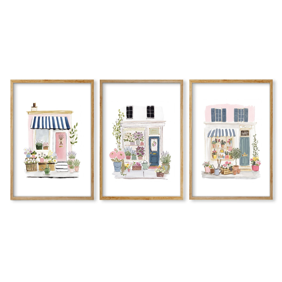 Wall Art Flowers Cottage Flower Shop Watercolour Prints | Set of 3