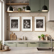 Wall Art for a Kitchen French Country Botanical Wildflowers & Blossom in Dark Brown & White displayed on a wall in a styled room