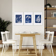 Wall Art for Dining Room Indigo Cyanotype Botanical wall art displayed on a wall in a styled room — view 2