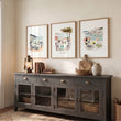 Wall Art for Hallway Entrance Mediterranean Coastal Dining Scene 