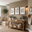 Wall Art for Hallway Entrance Mediterranean Coastal Dining Scene 