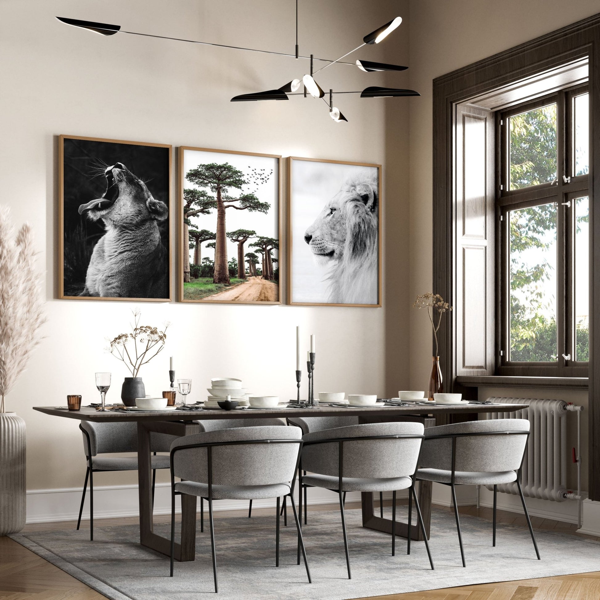 Wall Art For Living Room Canvas | Set of 3 African Wildlife Wall art Prints