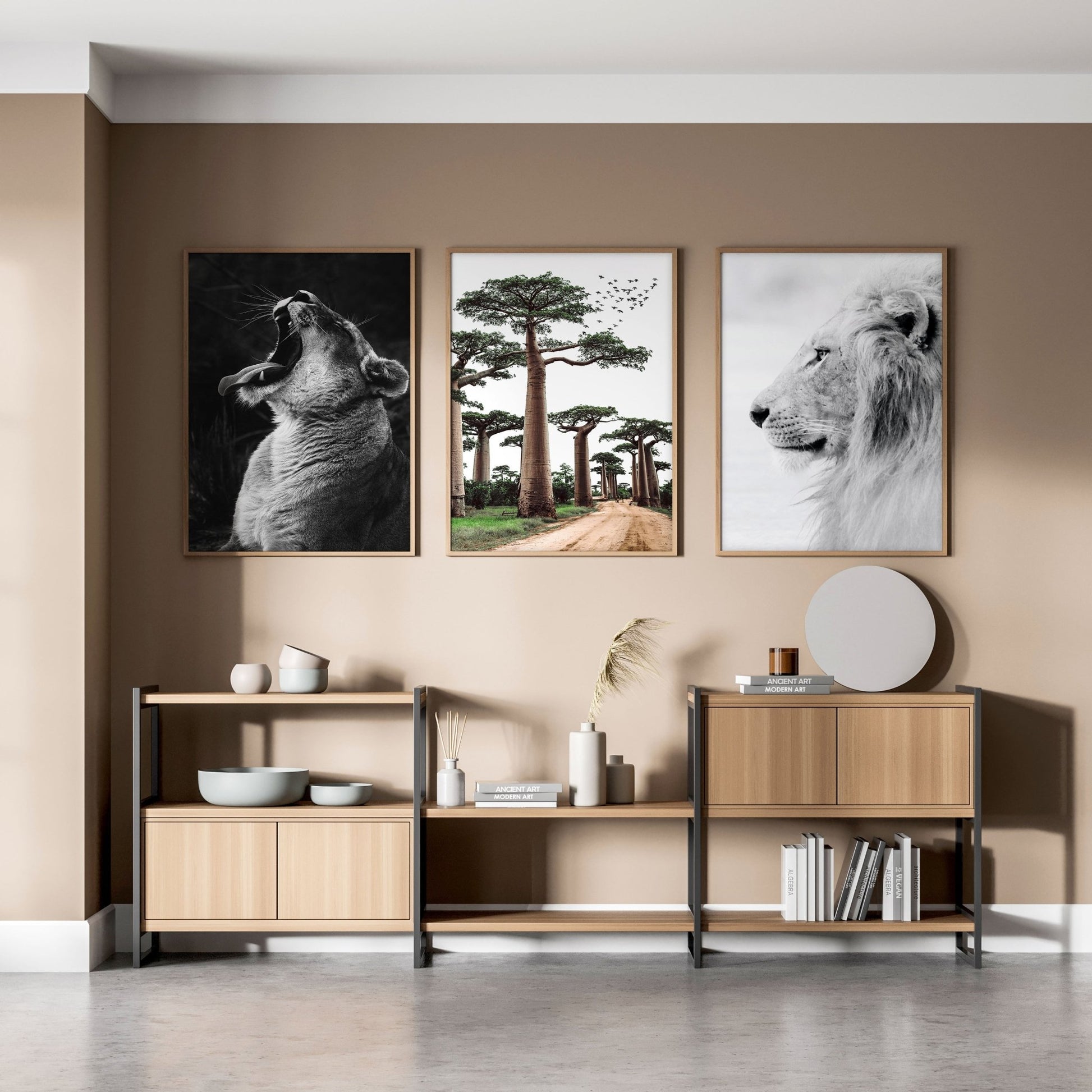 Wall Art For Living Room Canvas | Set of 3 African Wildlife Wall art Prints