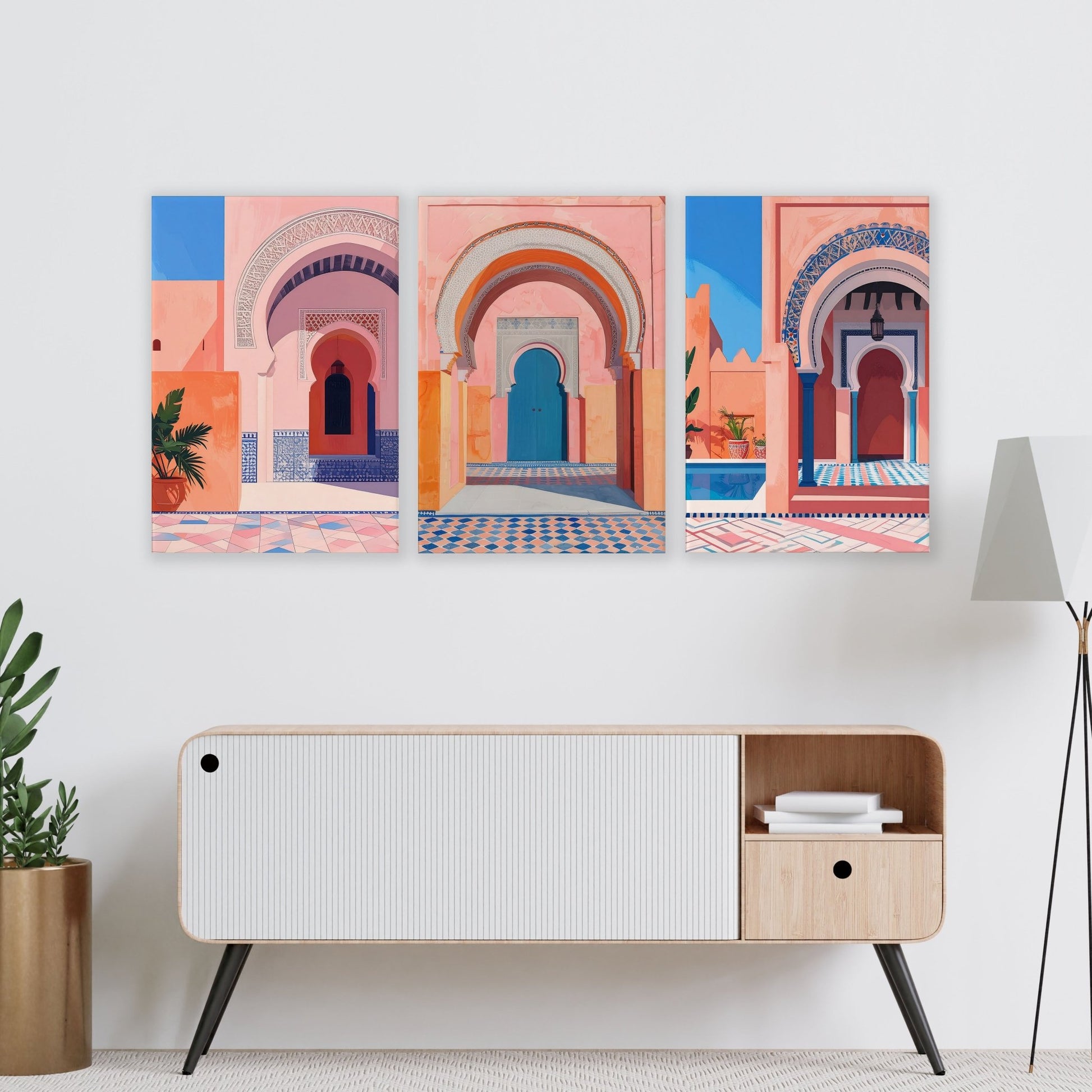 Wall Art For Living Room Framed | Set of 3 Moroccan Inspired Wall art Prints