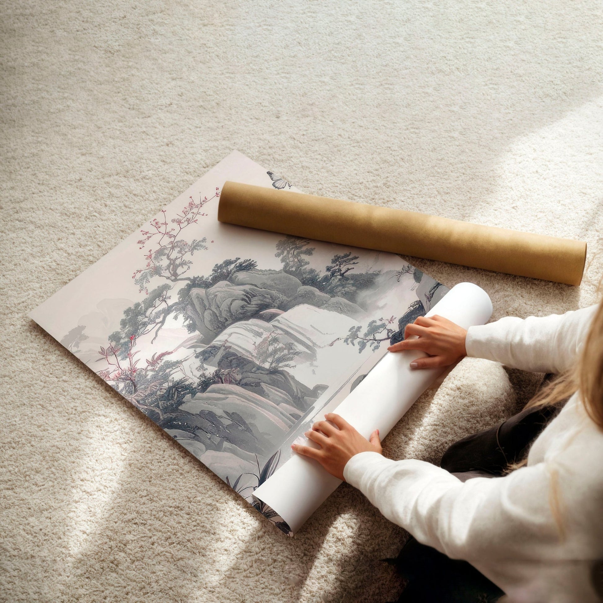 Wall Art For Living Room Large | Set of 3 Chinoiserie Wall art Prints