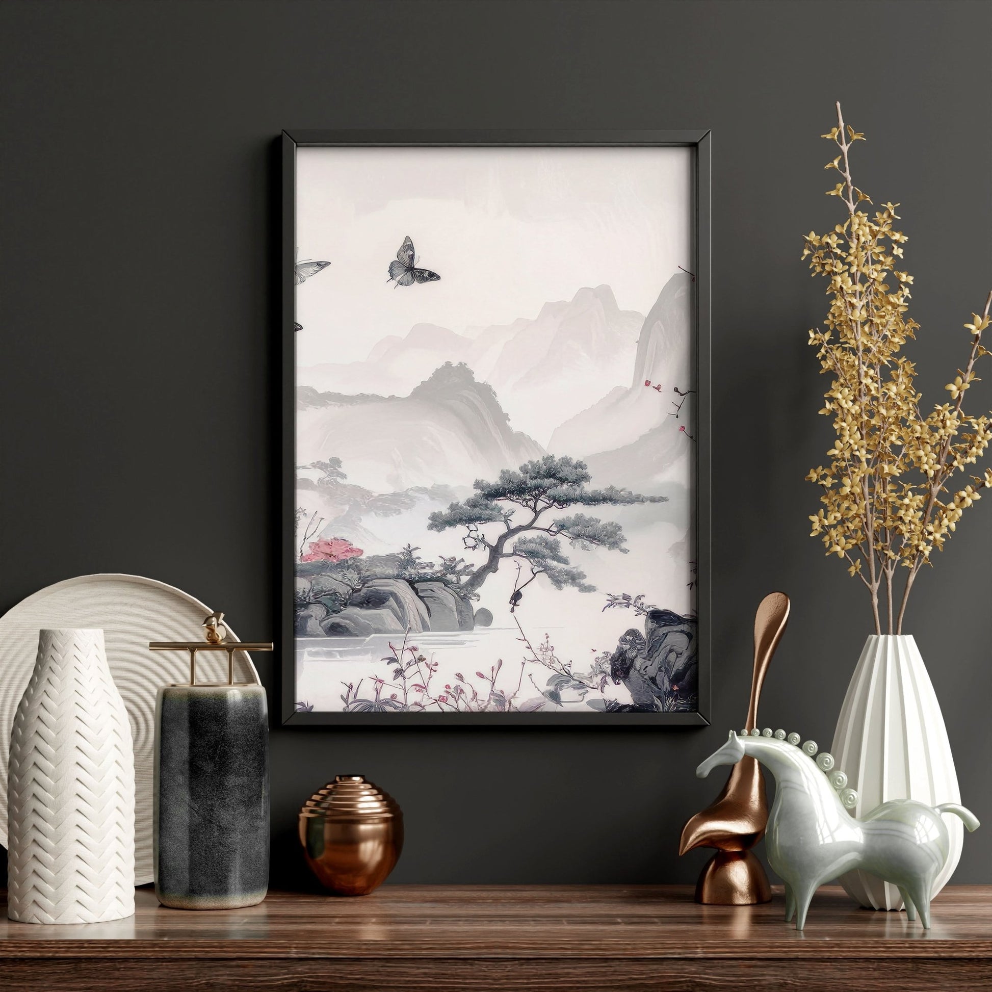 Wall Art For Living Room Large | Set of 3 Chinoiserie Wall art Prints