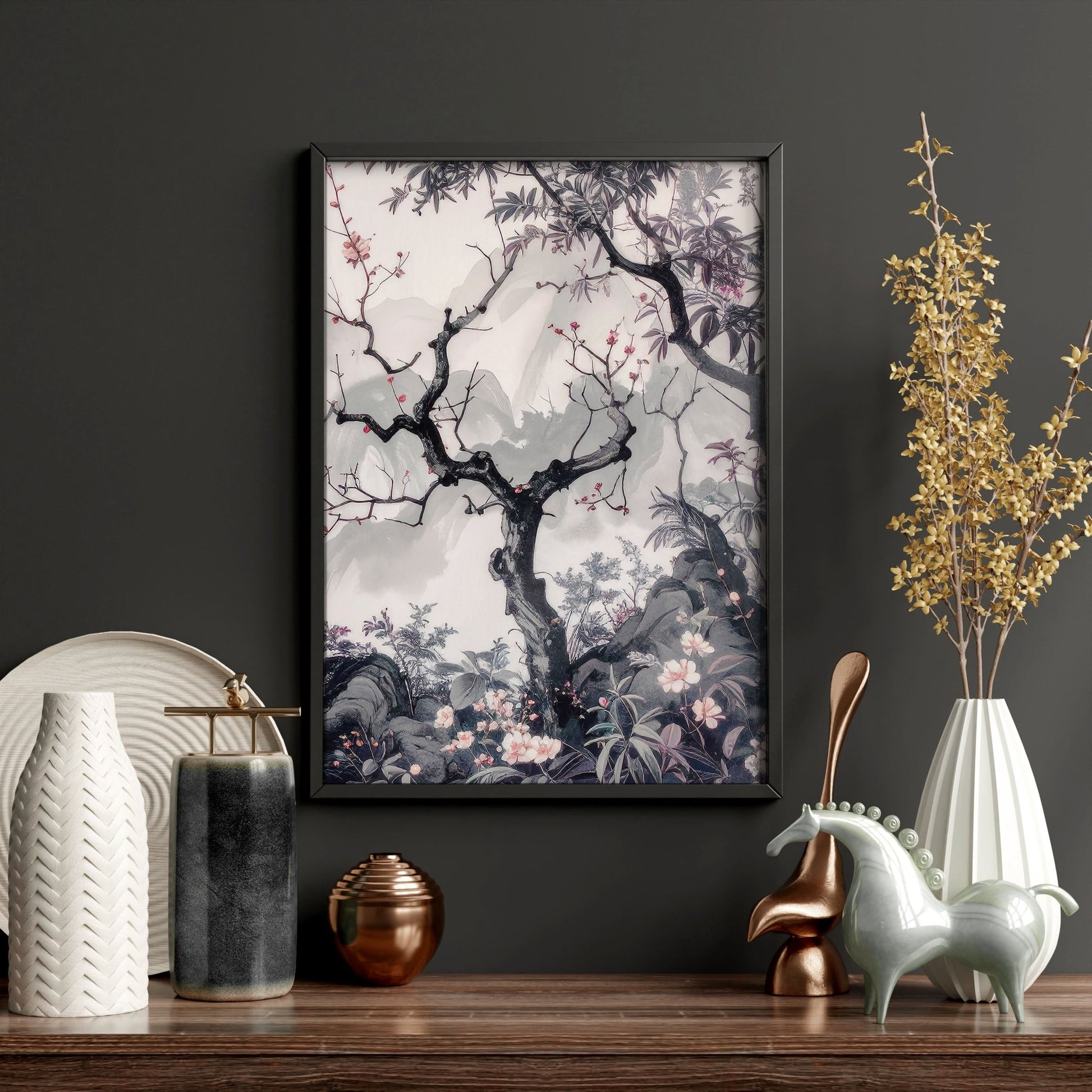 Wall Art For Living Room Large | Set of 3 Chinoiserie Wall art Prints