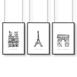 Wall Art Framed For Living Room | Set of 3 Paris Landmarks Wall art Prints