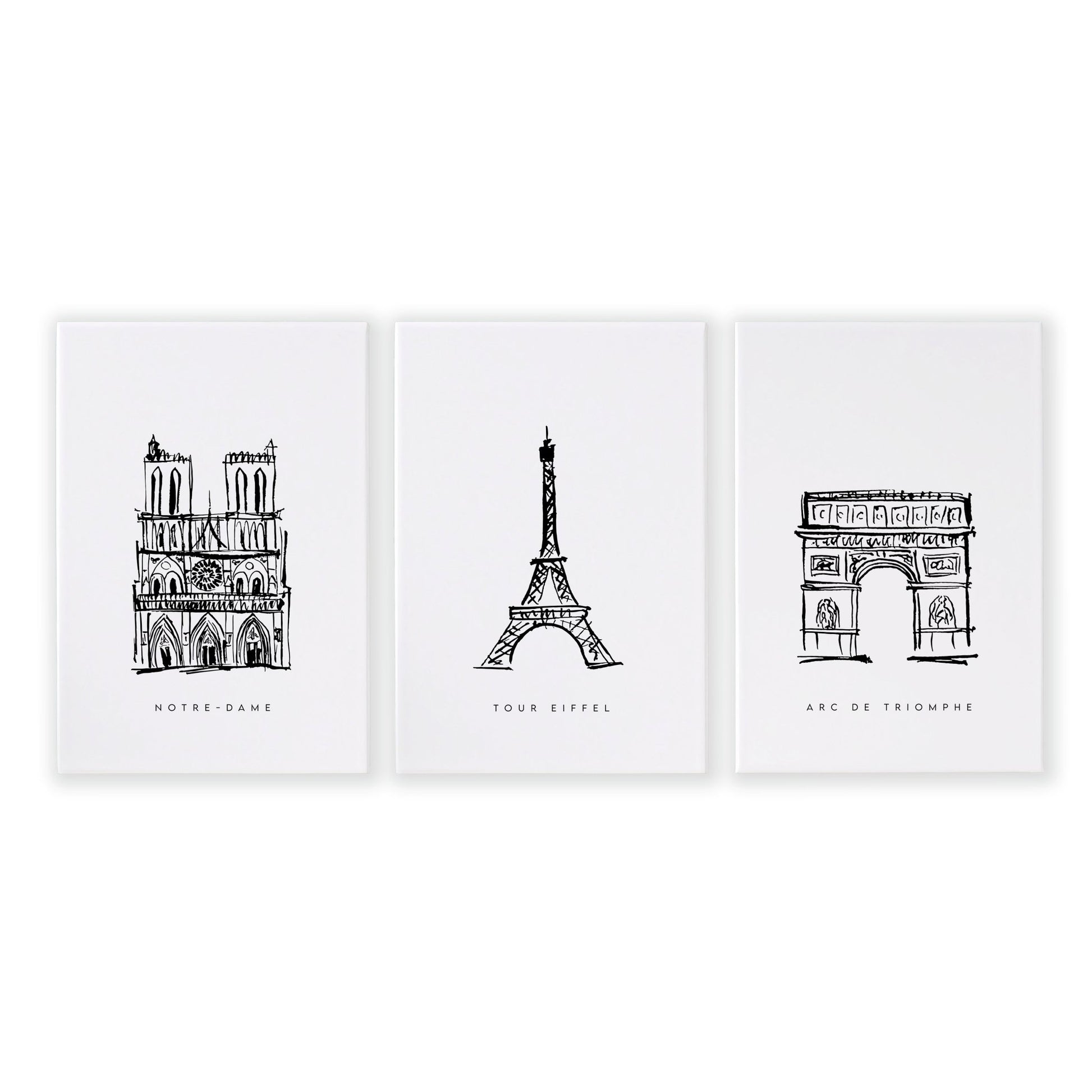 Wall Art Framed For Living Room | Set of 3 Paris Landmarks Wall art Prints