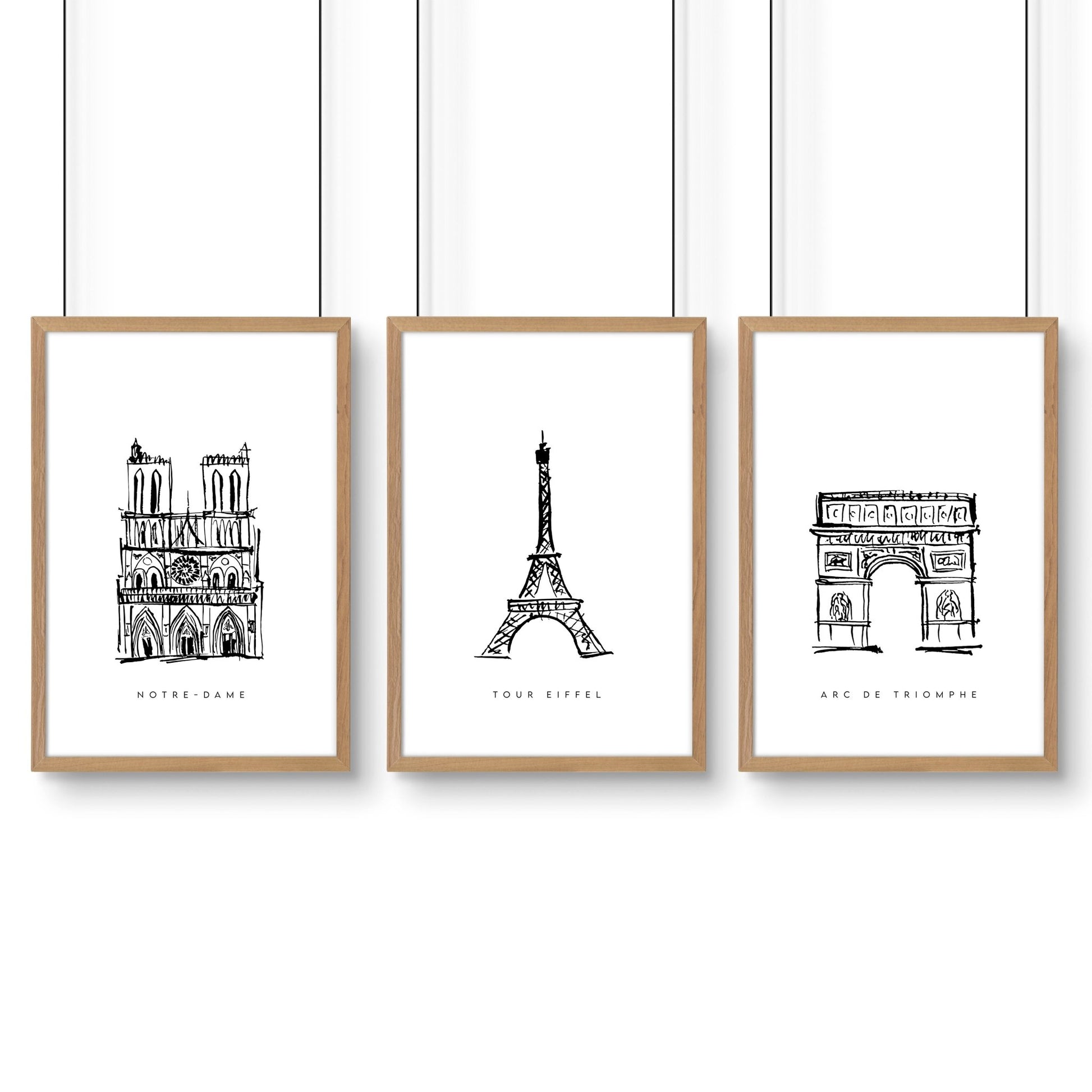 Wall Art Framed For Living Room | Set of 3 Paris Landmarks Wall art Prints