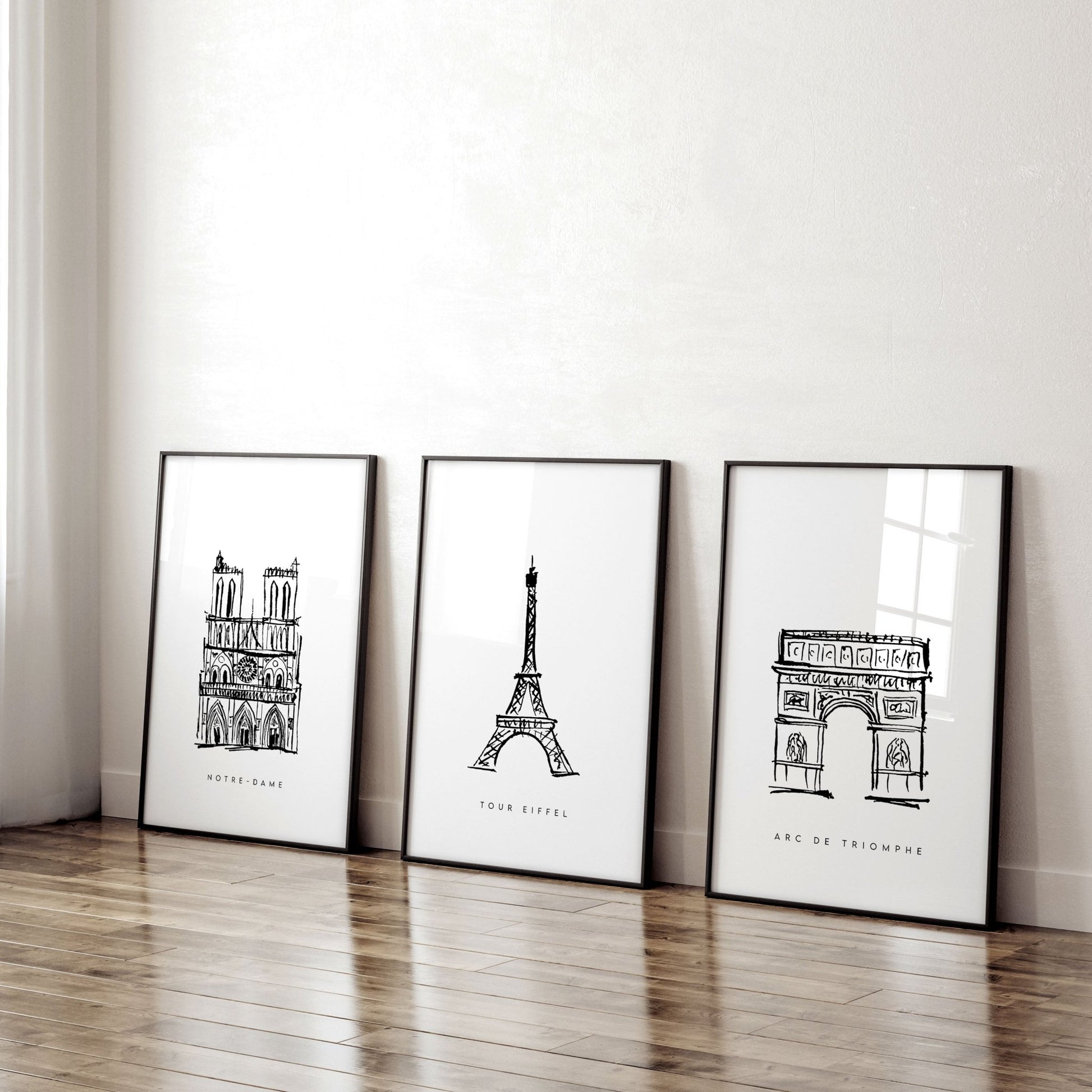 Wall Art Framed For Living Room | Set of 3 Paris Landmarks Wall art Prints